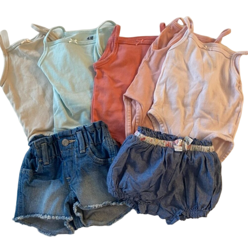 girls summer bundle 3-6 months 7 pieces Gap, Tommy Bahama, HnM organic cotton